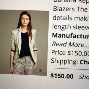 Banana Republic Monogram Satin Blazer Silver